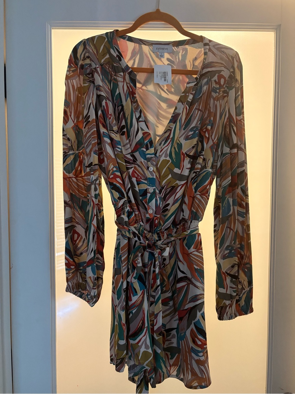 Evereve Multicolor Leaf-Print Wrap Romper - Shorts